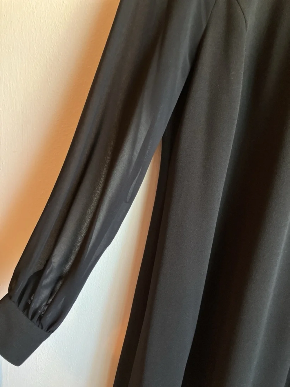 Calvin Klein Long-Sleeve Knee-Length Sheath Dress Size 8 Black Sheer Arms NWOT - Picture 3 of 12